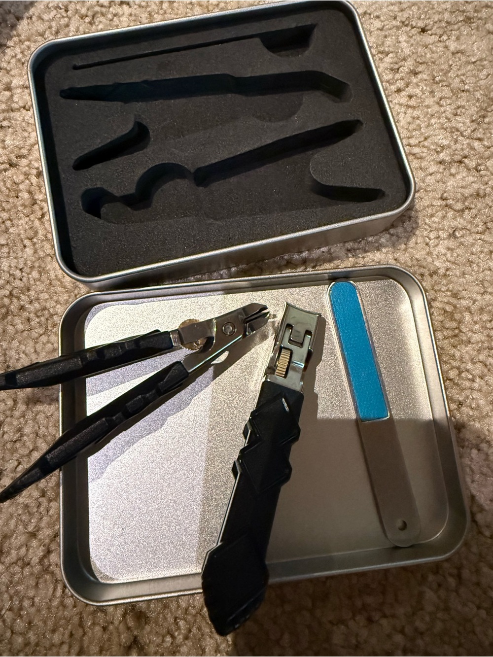 Black Nail Clippers with Blue File